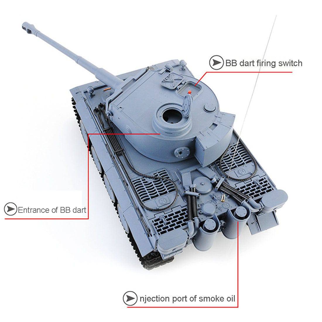 1/16 Scale German Tiger I Heavy RC Tank with Smoke Sound and BB Shooting Basic Edition-helloworld7