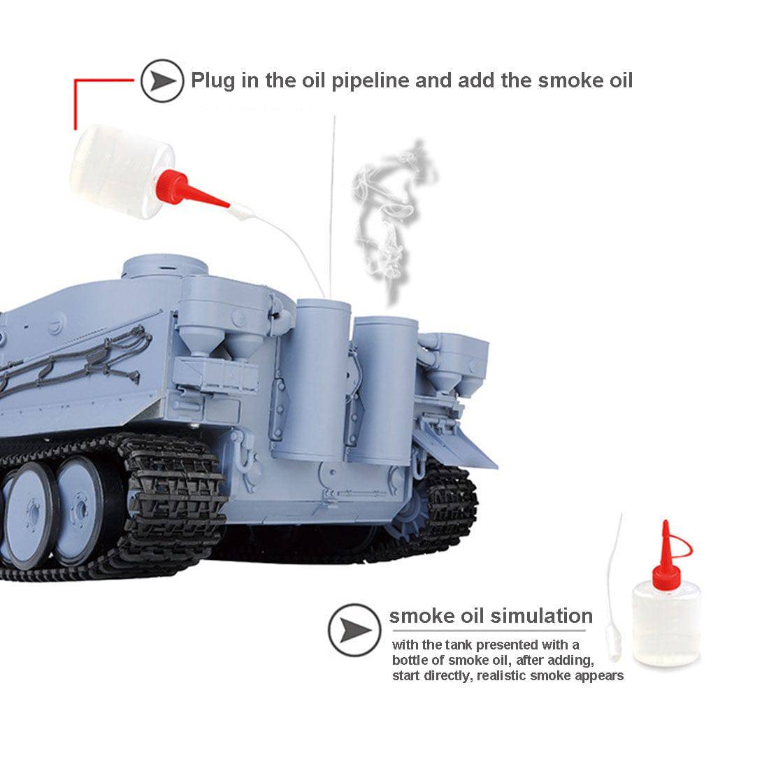 1/16 Scale German Tiger I Heavy RC Tank with Smoke Sound and BB Shooting Basic Edition-helloworld7