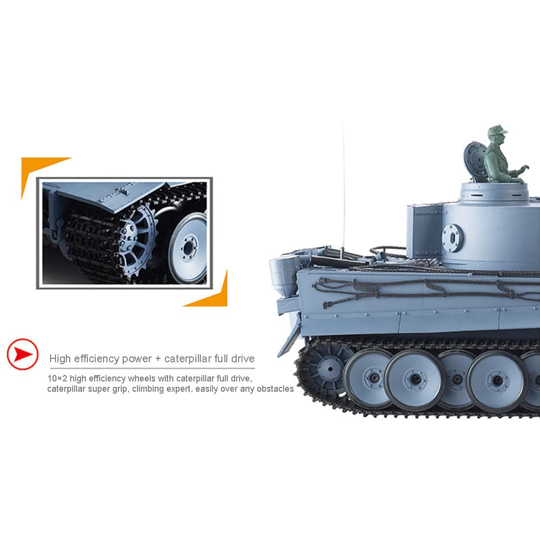 1/16 Scale German Tiger I Heavy RC Tank with Smoke Sound and BB Shooting Basic Edition-helloworld7