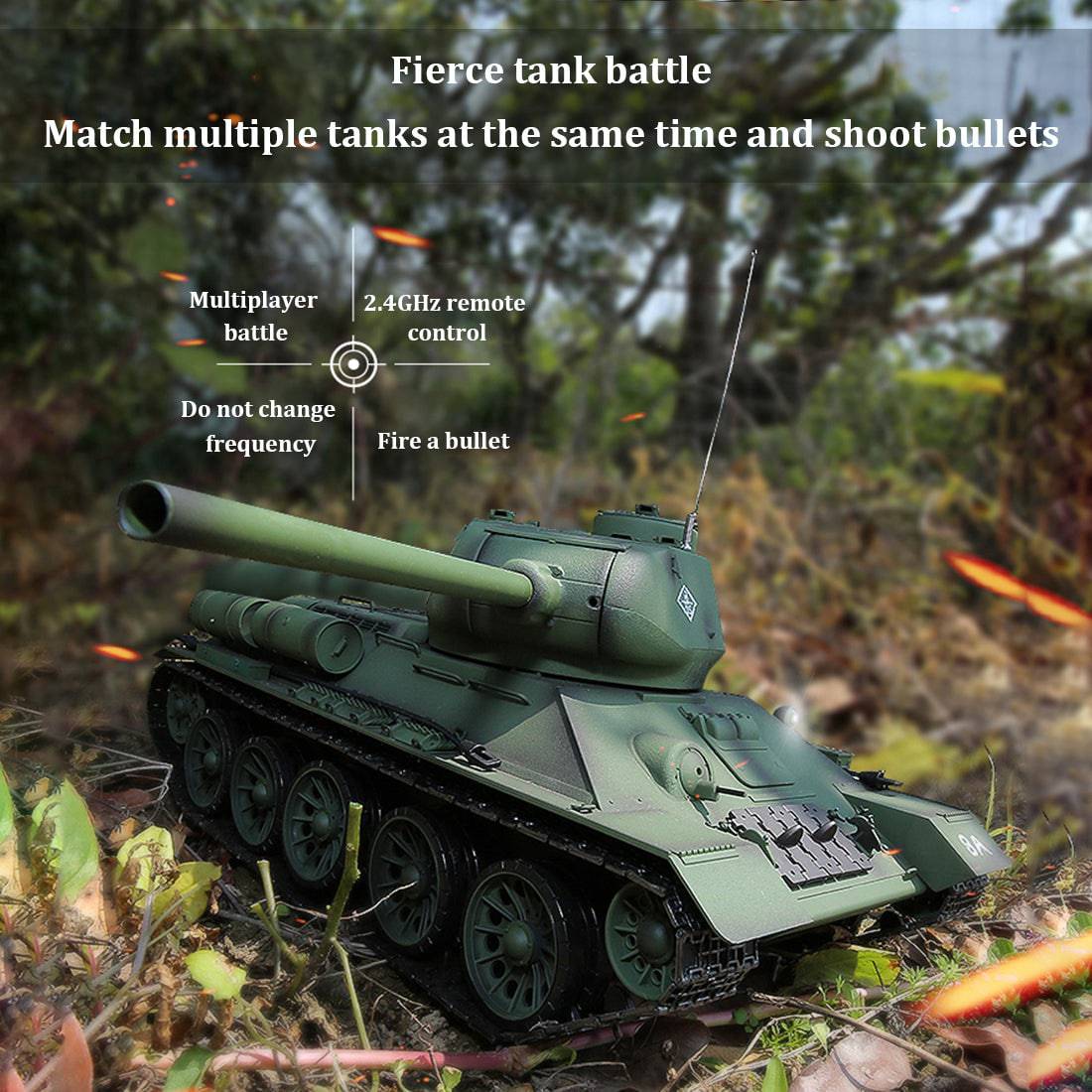 1/16 Scale Soviet T-34/85 RC Tank Metal Upgraded Edition with Smoke Sound & BB Shooting-helloworld7