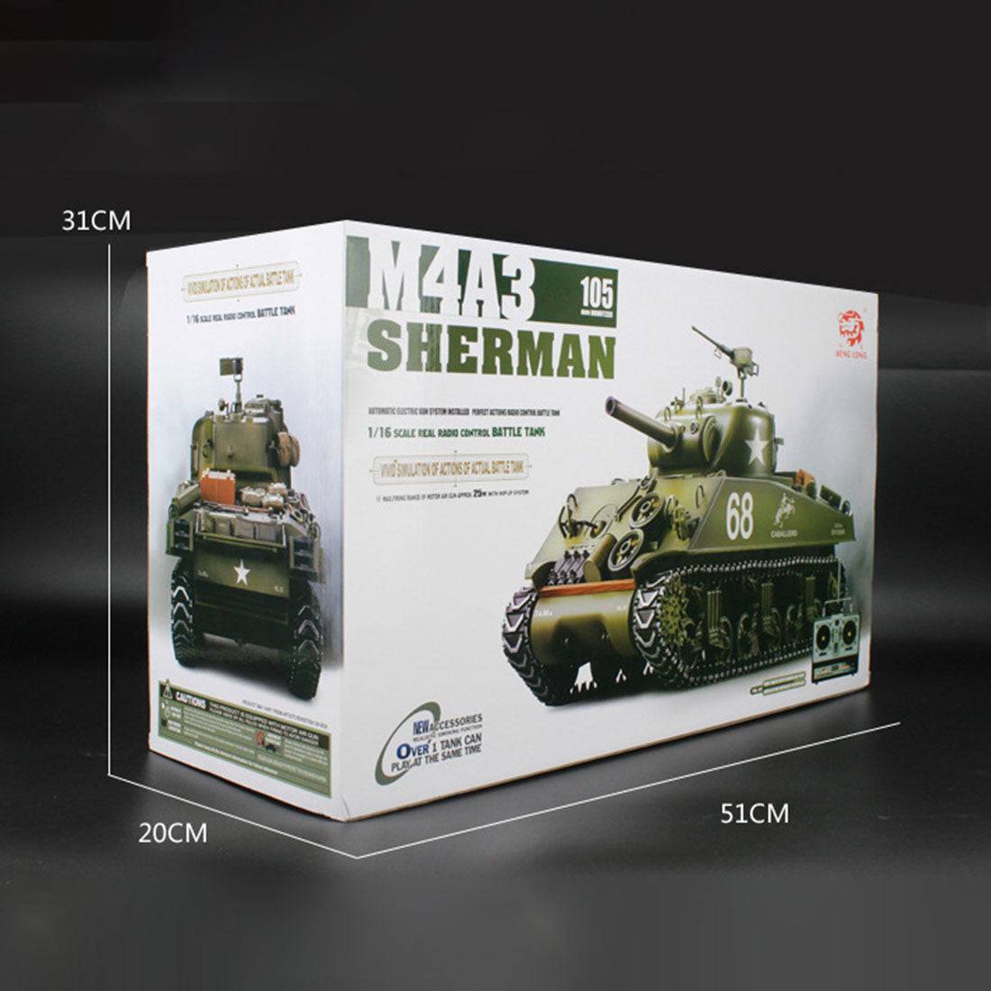 1/16 Scale US M4A3 Sherman RC Tank Basic Edition with Sound Smoke BB Shooting-helloworld7