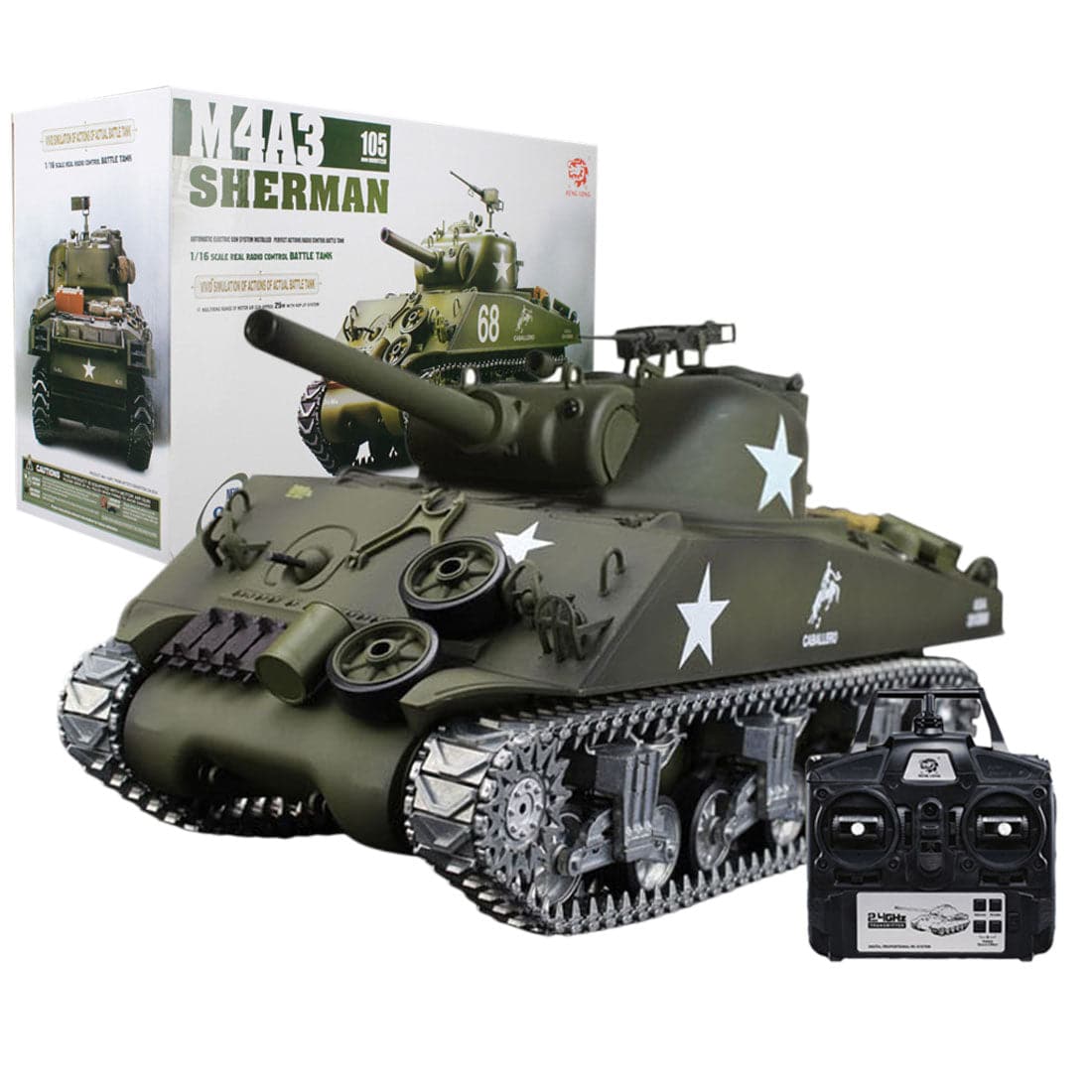 1/16 Scale US M4A3 Sherman RC Tank Basic Edition with Sound Smoke BB Shooting