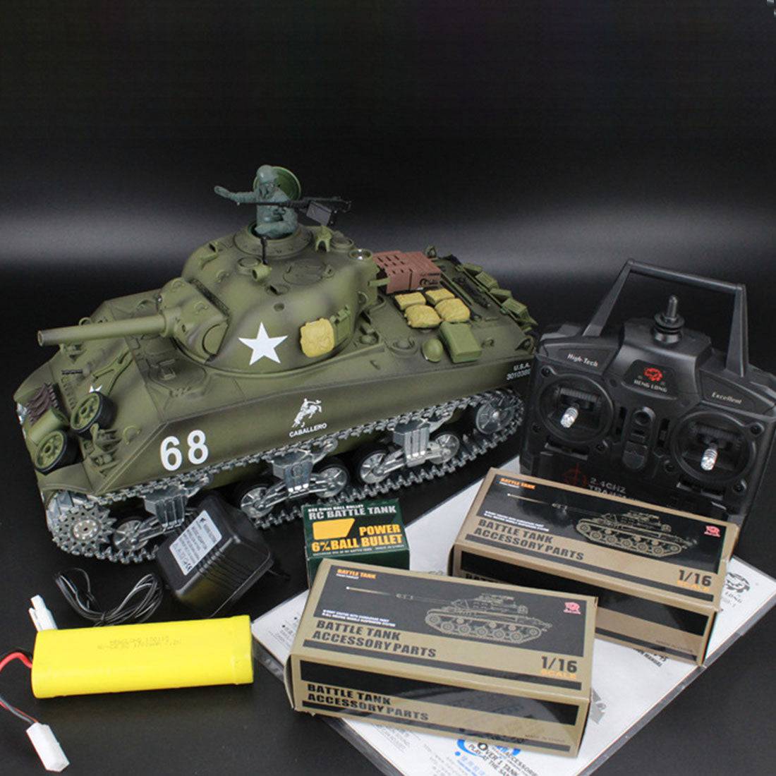 1/16 Scale US M4A3 Sherman RC Tank Basic Edition with Sound Smoke BB Shooting-helloworld7