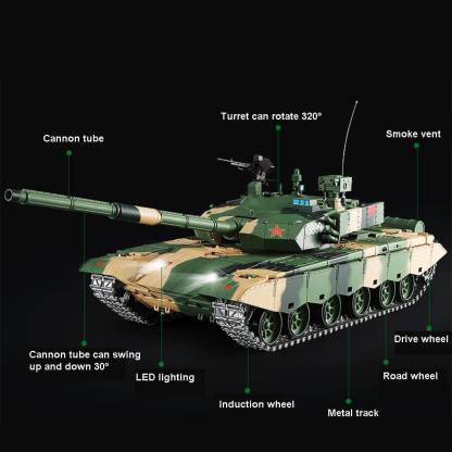 1/16 Scale ZTZ 99A RC Tank Metal Upgrade RTR with Realistic Sound Smoke and Shooting Effects-helloworld7