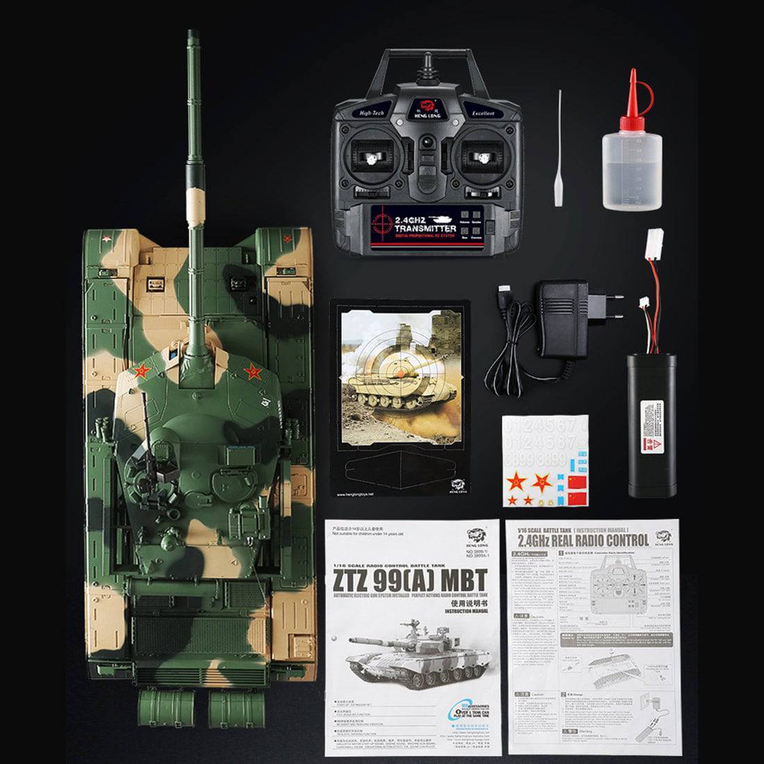 1/16 Scale ZTZ 99A RC Tank Metal Upgrade RTR with Realistic Sound Smoke and Shooting Effects-helloworld7