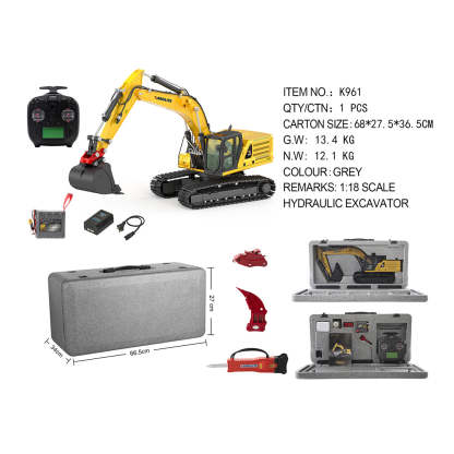 1/18 Scale 4-in-1 RC Hydraulic Excavator All Metal Heavy Duty RTR Construction Model