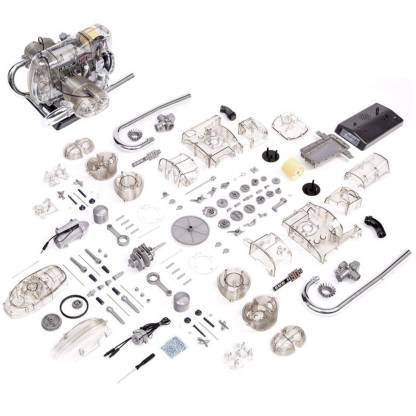 1/2 Scale Visible Flat Twin Airhead Engine Model Kit DIY STEM Gift