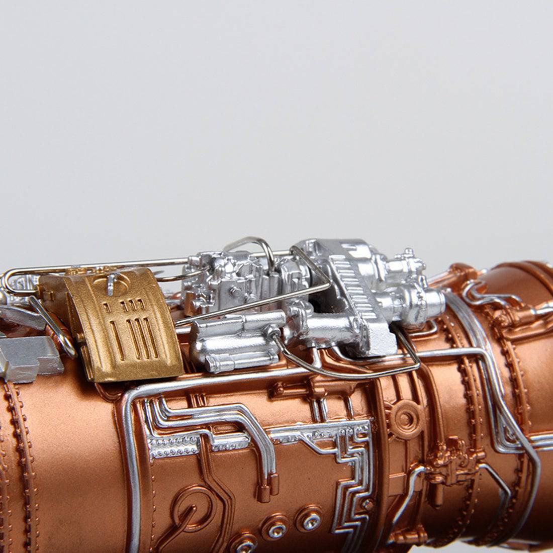 1/20 Scale Alloy Aeroengine Model Jet Turbine Replica with Wooden Base for Aviation Enthusiasts