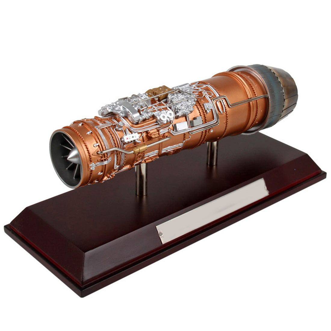 1/20 Scale Alloy Aeroengine Model Jet Turbine Replica with Wooden Base for Aviation Enthusiasts