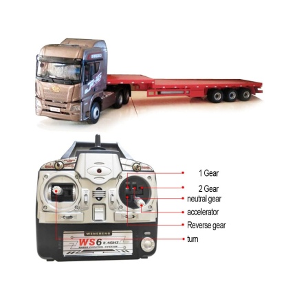 1/24 Scale RC Tow Truck with Detachable Flatbed Trailer RTR 2-Speed Heavy Duty Tractor