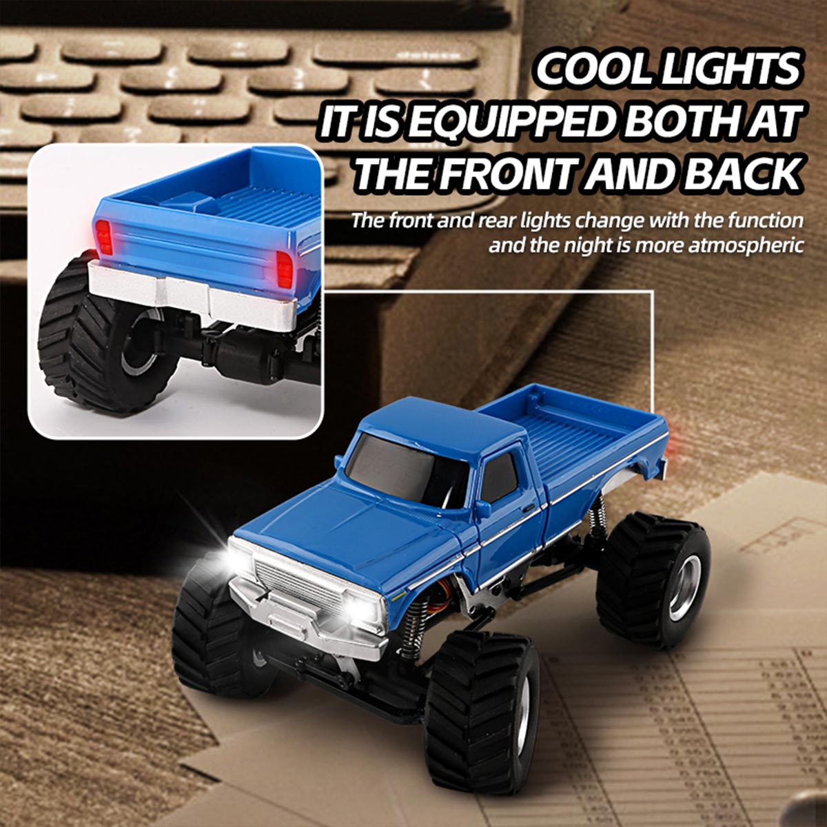 1/36 Scale Mini RC Monster Truck RTR Full Proportional 4WD Off-Road Desktop Crawler Vehicle-helloworld7