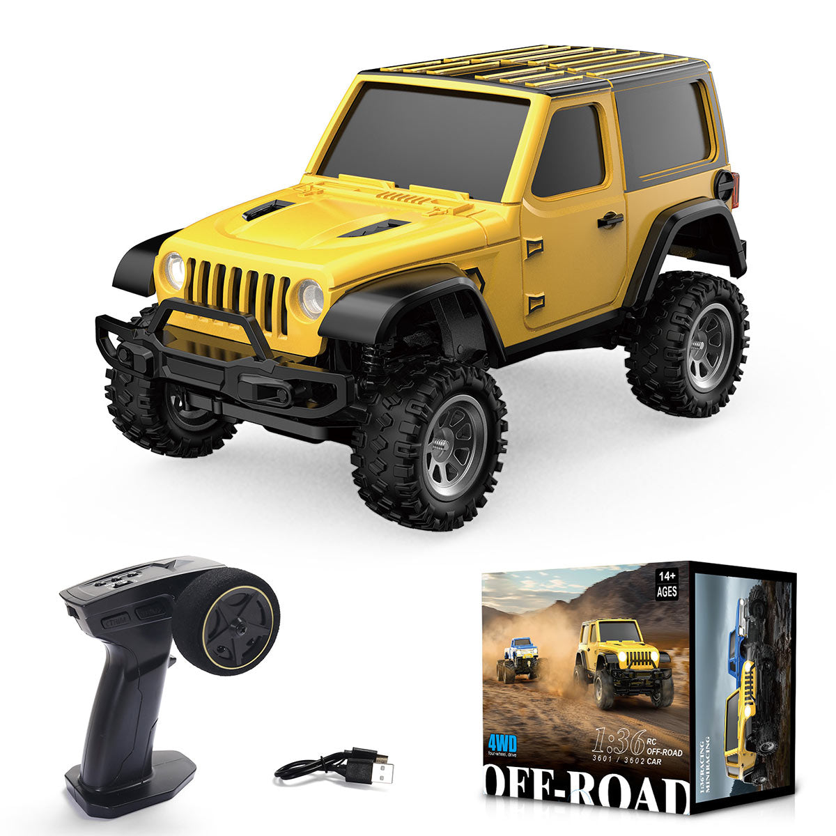 JIABAILE 3601 1/36 Scale Mini RC Rock Crawler 4WD Full Proportional Control Micro Offroad Car for Desk and Indoor Fun
