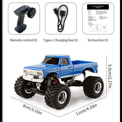 1/36 Scale Mini RC Monster Truck RTR Full Proportional 4WD Off-Road Desktop Crawler Vehicle-helloworld7