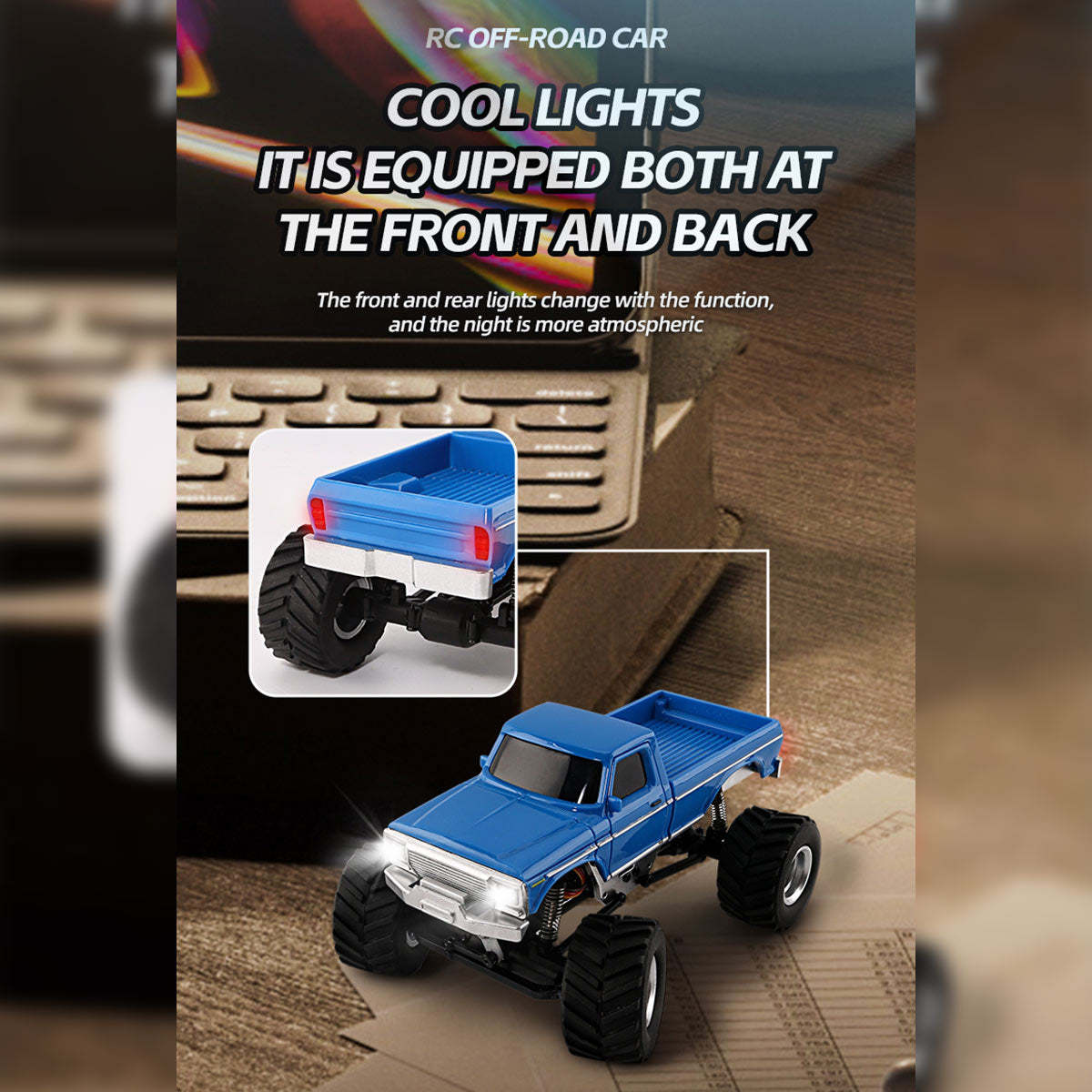 1/36 Scale Mini RC Monster Truck RTR Full Proportional 4WD Off-Road Desktop Crawler Vehicle-helloworld7