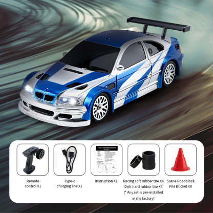 1/43 Scale 4WD 15km/h High Speed Mini RC Drift Racing Car RTR with LED Lights-helloworld7
