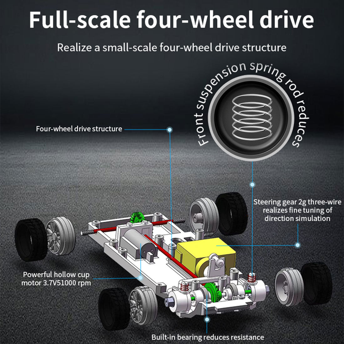 1/43 Scale 4WD 15km/h High Speed Mini RC Drift Racing Car RTR with LED Lights-helloworld7