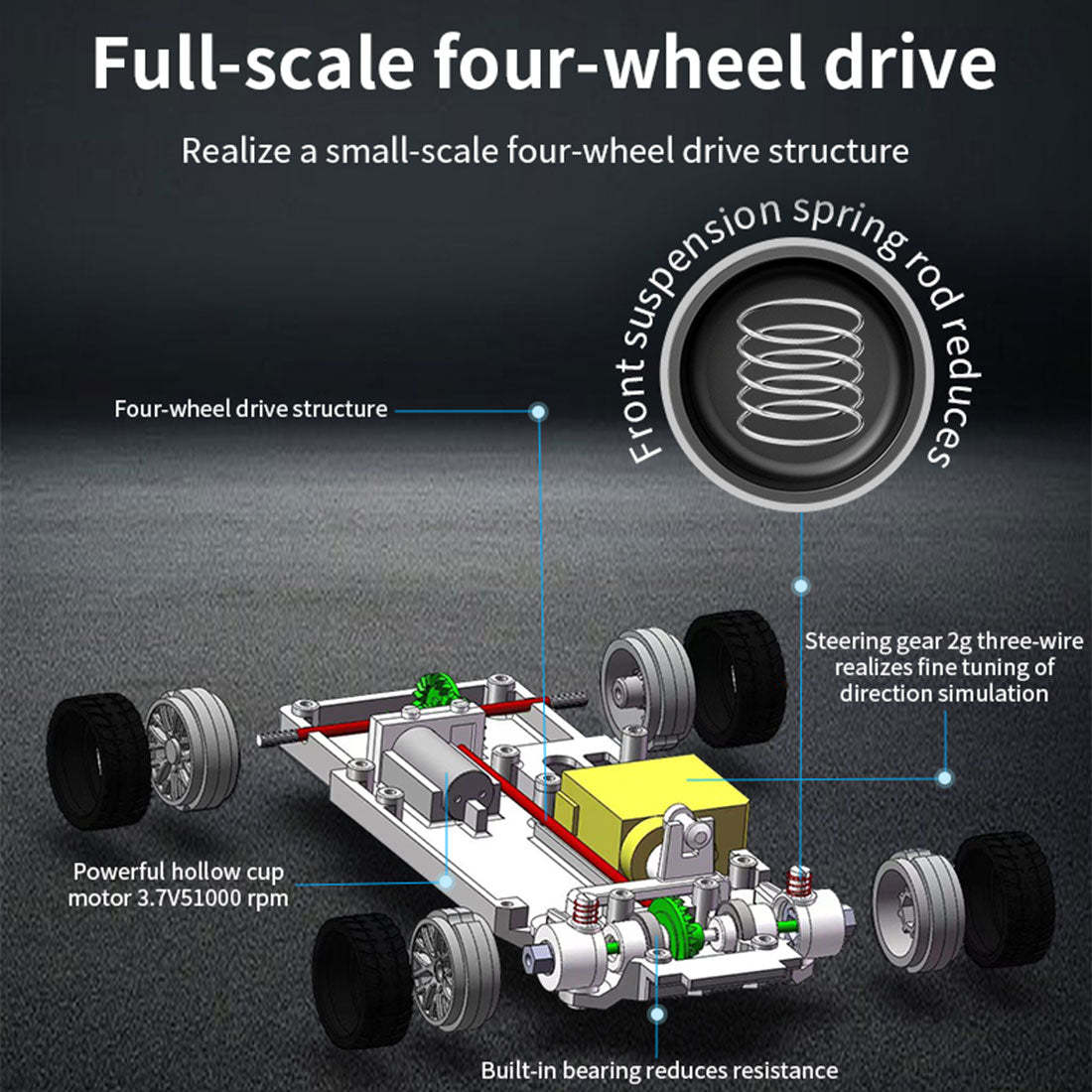 1/43 Scale 4WD 15km/h High Speed Mini RC Drift Racing Car RTR with LED Lights-helloworld7