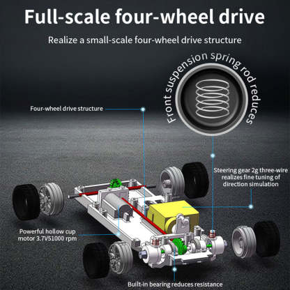 1/43 Scale 4WD 15km/h High Speed Mini RC Drift Racing Car RTR with LED Lights-helloworld7