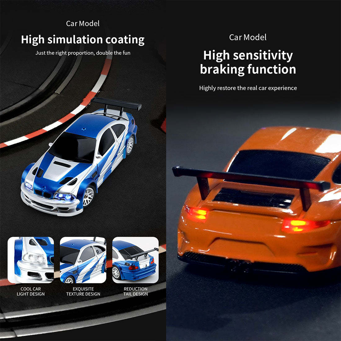1/43 Scale 4WD 15km/h High Speed Mini RC Drift Racing Car RTR with LED Lights-helloworld7