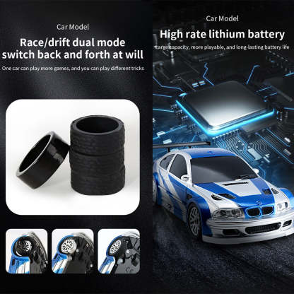 1/43 Scale 4WD 15km/h High Speed Mini RC Drift Racing Car RTR with LED Lights-helloworld7