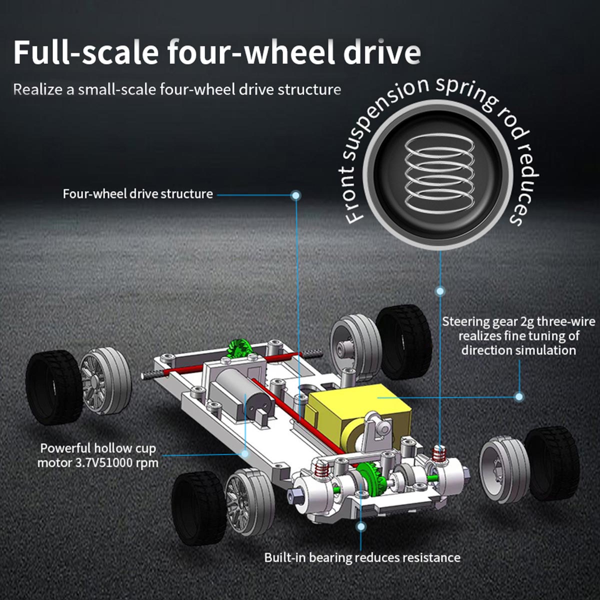 1/43 Scale Mini RC Drift Car 4WD High Speed 2.4G Full Proportional Desk Racing Vehicle for Indoor Fun-helloworld7