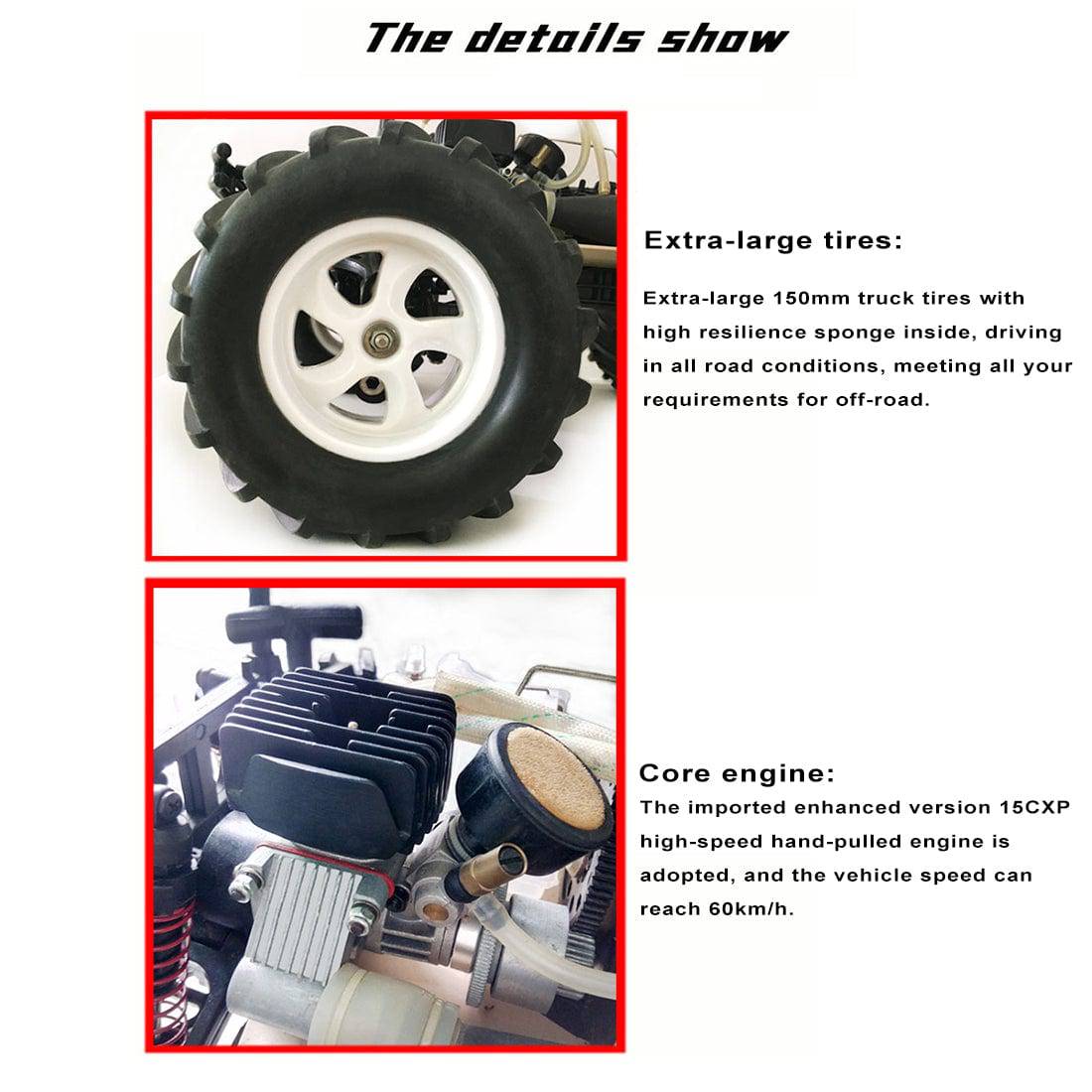 1/8 Scale Nitro Gas Powered 4WD Monster Truck 2 Speed Gearbox 60km/h RTR-helloworld7