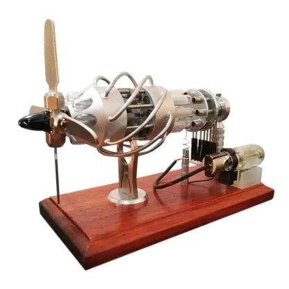 16 Cylinder Stirling Engine Model Quartz Glass Generator Swash Plate Kinetic Art