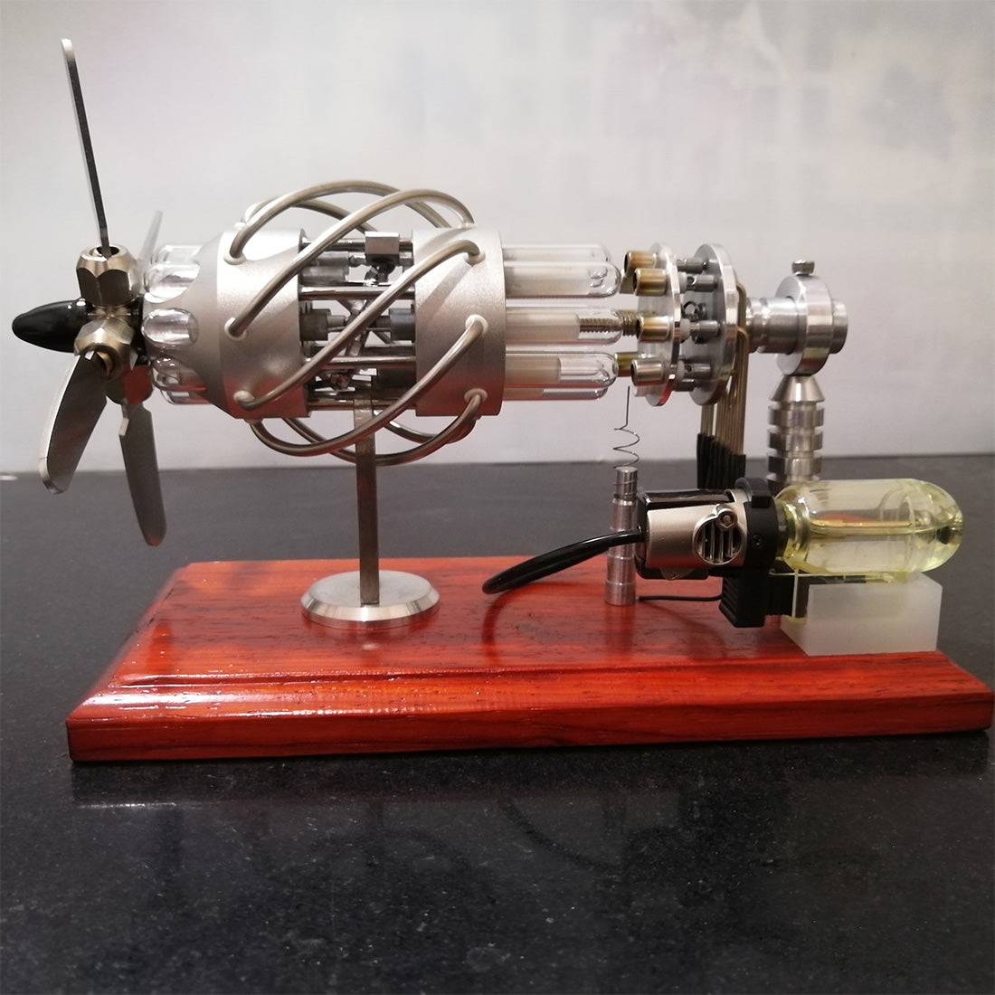 16 Cylinder Stirling Engine Model Quartz Glass Generator Swash Plate Kinetic Art