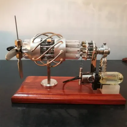 16 Cylinder Stirling Engine Model Quartz Glass Generator Swash Plate Kinetic Art