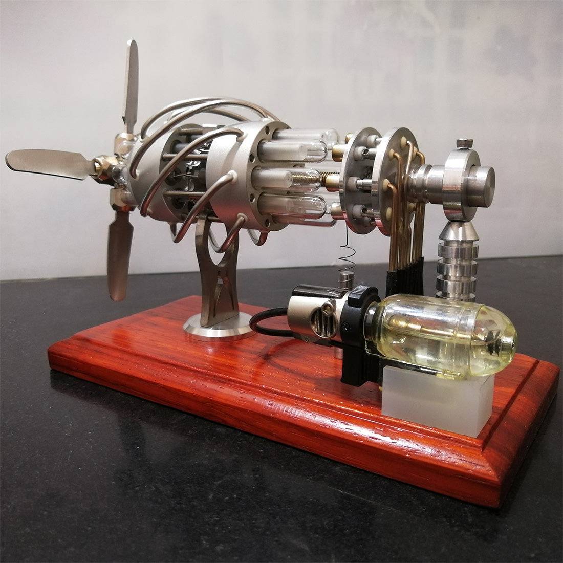 16 Cylinder Stirling Engine Model Quartz Glass Generator Swash Plate Kinetic Art