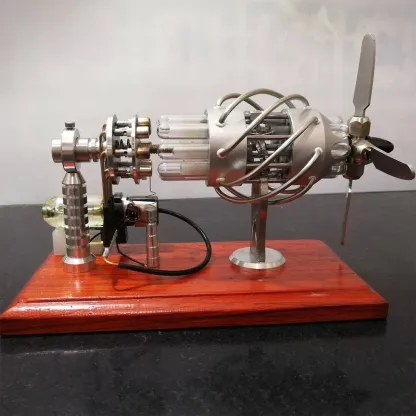 16 Cylinder Stirling Engine Model Quartz Glass Generator Swash Plate Kinetic Art