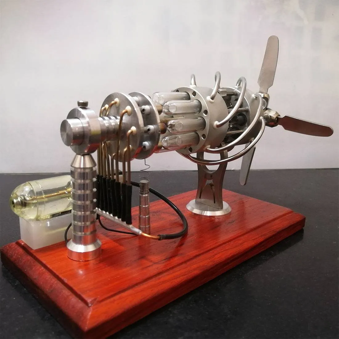 16 Cylinder Stirling Engine Model Quartz Glass Generator Swash Plate Kinetic Art