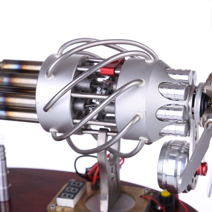 16 Cylinder Swash Plate Stirling Engine Generator Model Butane Powered with Digital Voltmeter