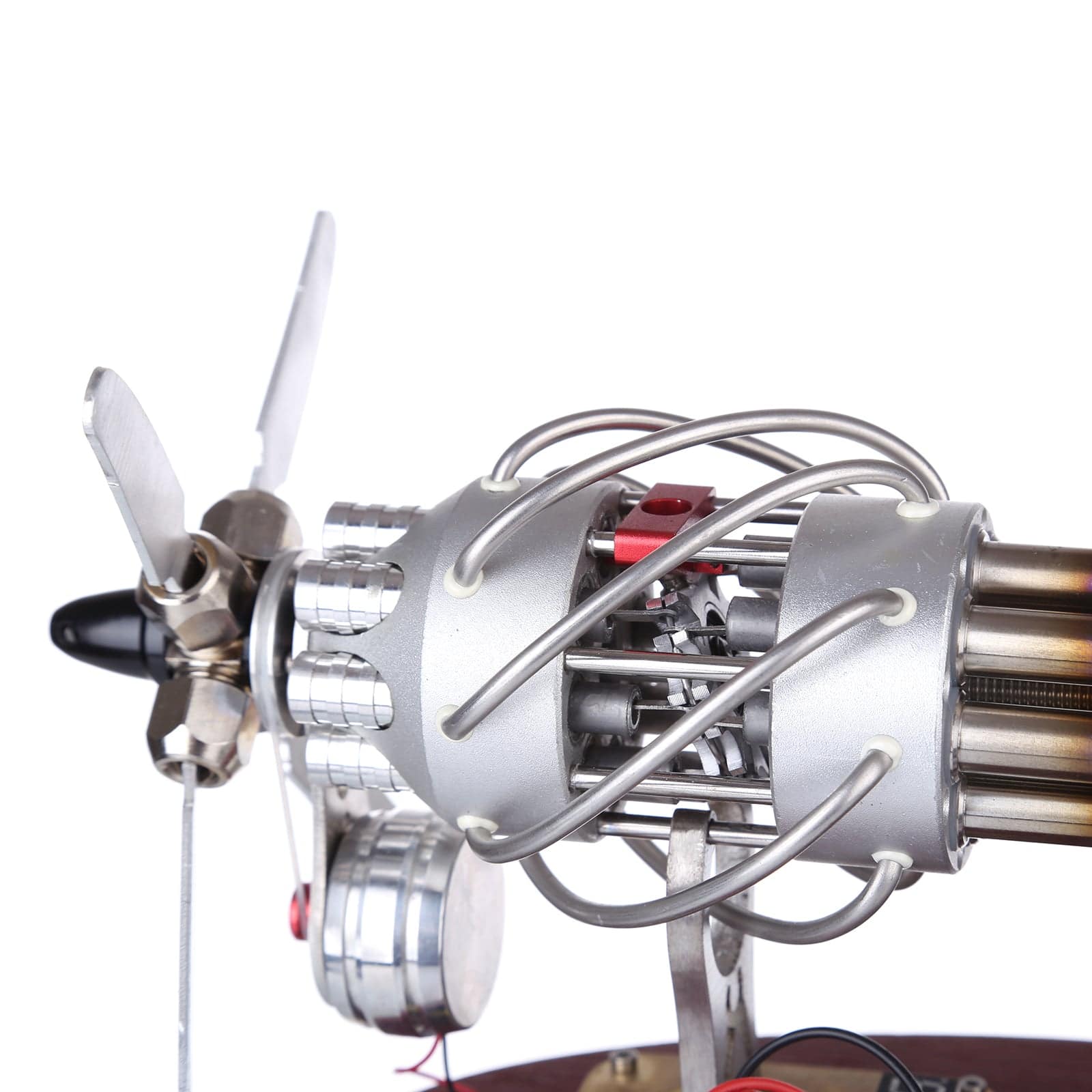 16 Cylinder Swash Plate Stirling Engine Generator Model Butane Powered with Digital Voltmeter