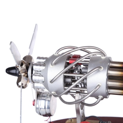 16 Cylinder Swash Plate Stirling Engine Generator Model Butane Powered with Digital Voltmeter
