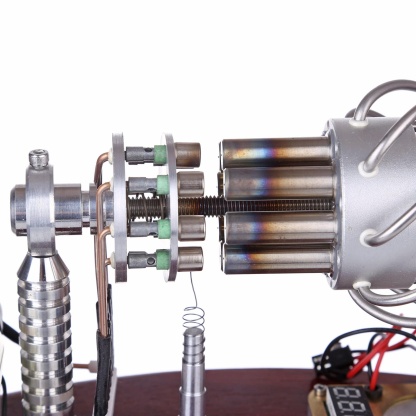 16 Cylinder Swash Plate Stirling Engine Generator Model Butane Powered with Digital Voltmeter