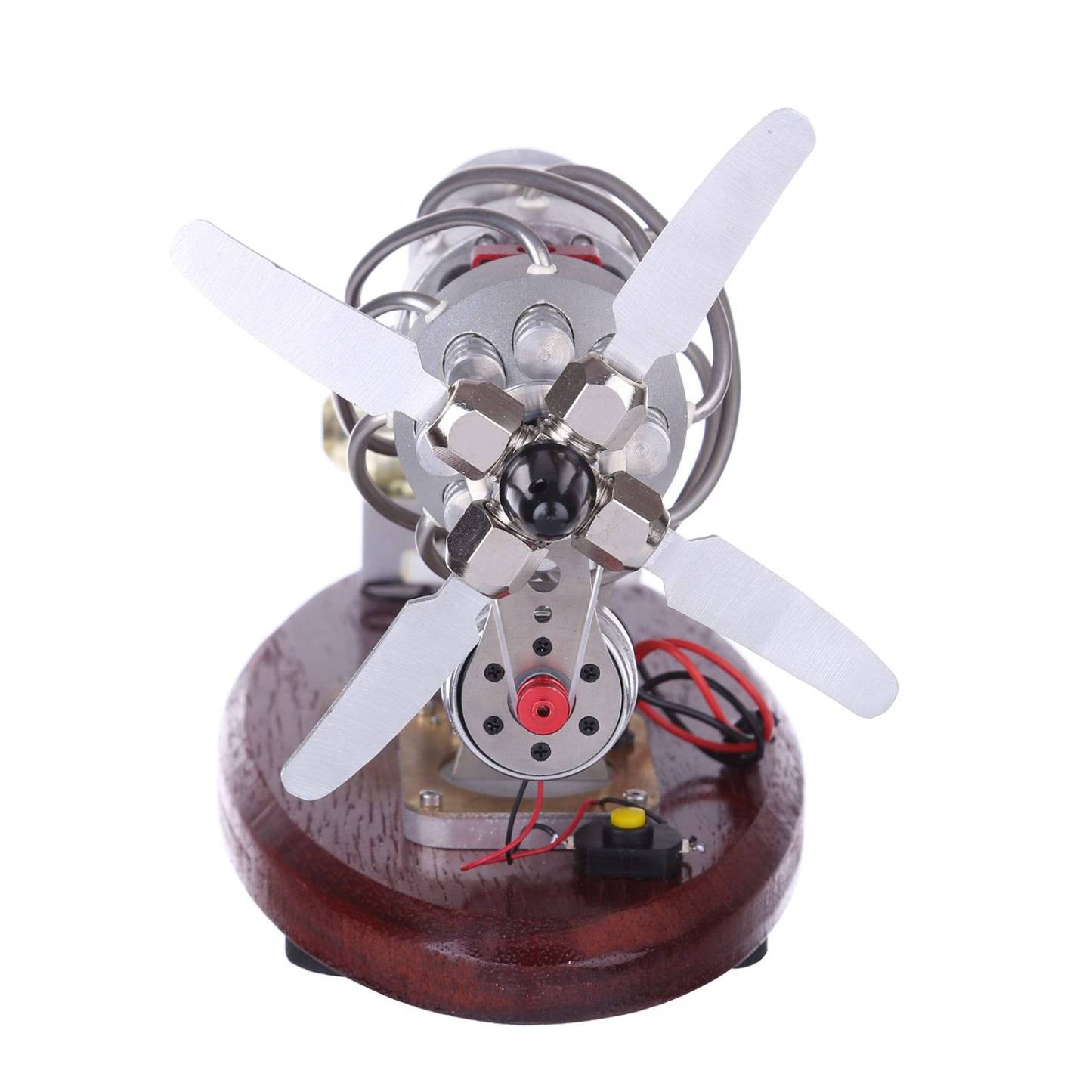 16 Cylinder Swash Plate Stirling Engine Generator Model Butane Powered with Digital Voltmeter
