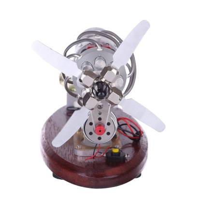16 Cylinder Swash Plate Stirling Engine Generator Model Butane Powered with Digital Voltmeter