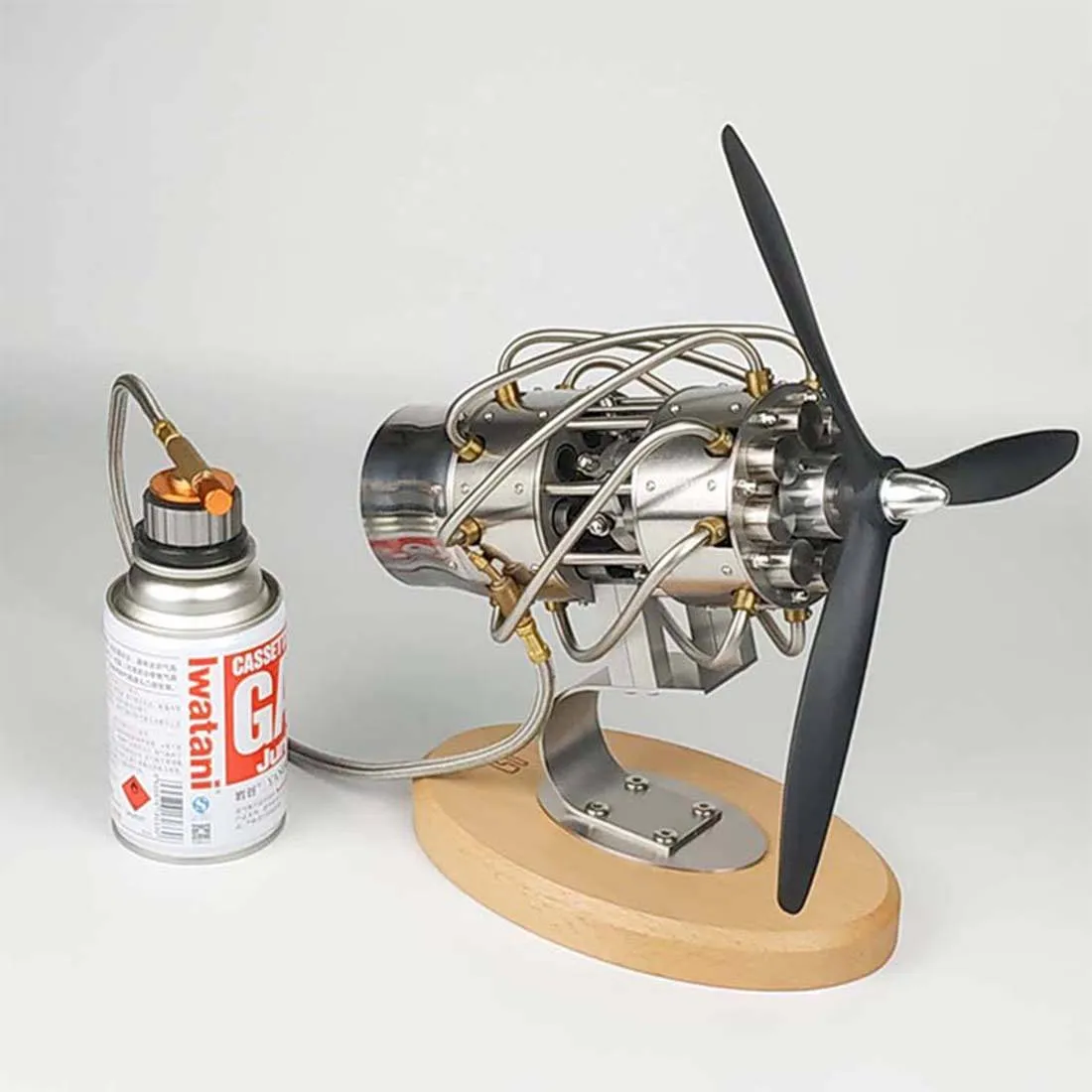 16 Cylinder Swash Plate Stirling Engine Model Metal Butane Powered Kinetic Art 1800RPM