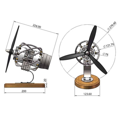 16 Cylinder Swash Plate Stirling Engine Model Metal Butane Powered Kinetic Art 1800RPM