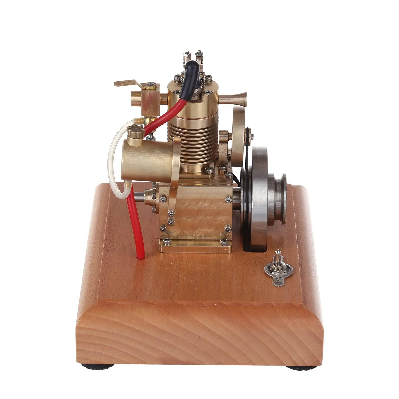 1.6cc Mini Vertical 4 Stroke Gasoline Engine Model with Wooden Base for Desktop Display and STEM Learning