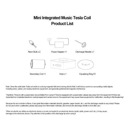 25cm Arc PCB Musical Tesla Coil Bluetooth Plasma Speaker 2-in-1 Touchable Lightning Generator