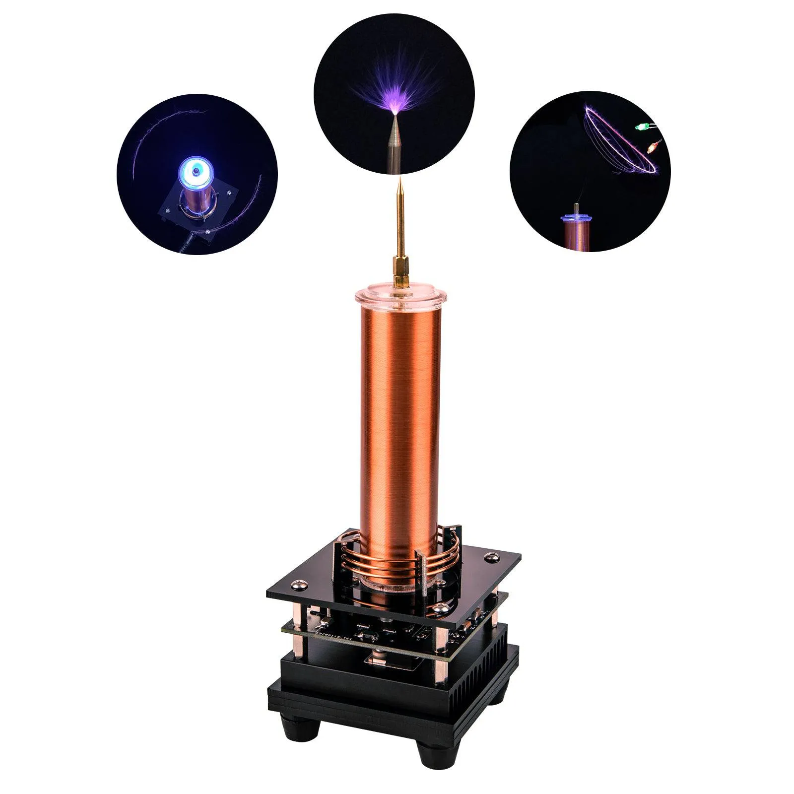 3-in-1 Musical Tesla Coil Plasma Speaker Kit Wireless Transmission Physics Toy with Rotating Arc