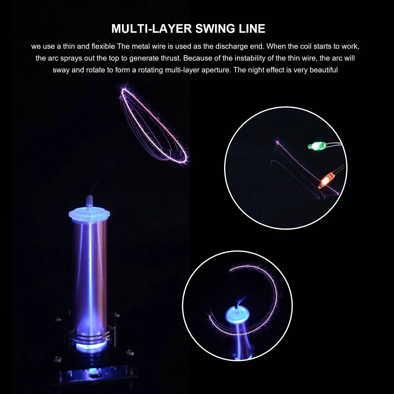 3-in-1 Musical Tesla Coil Plasma Speaker Kit Wireless Transmission Physics Toy with Rotating Arc