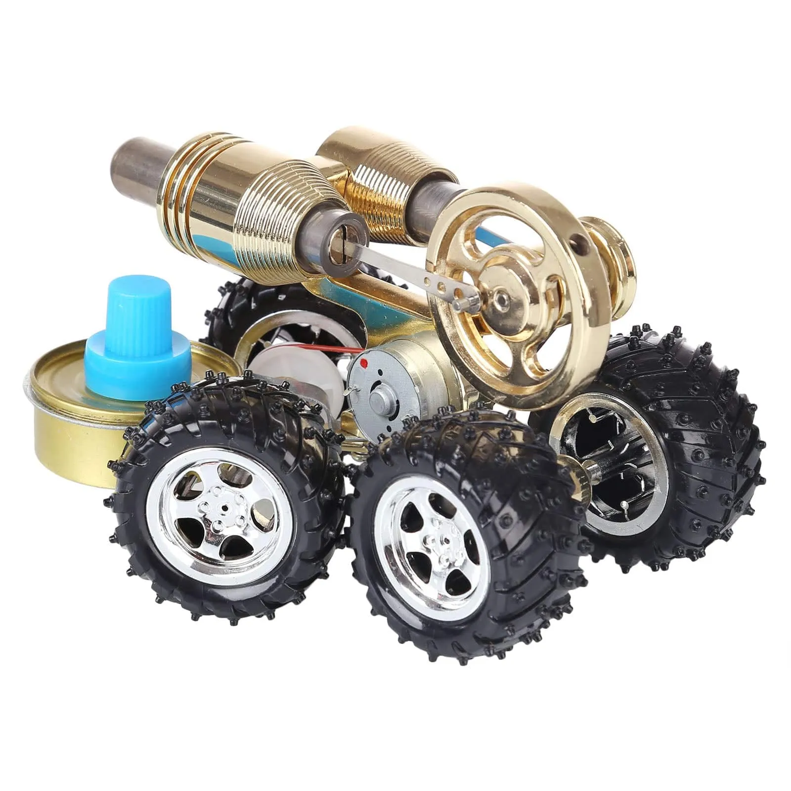 4 Wheel Stirling Engine Car Model Metal Heat Power Physics Experiment Toy for Science Enthusiasts