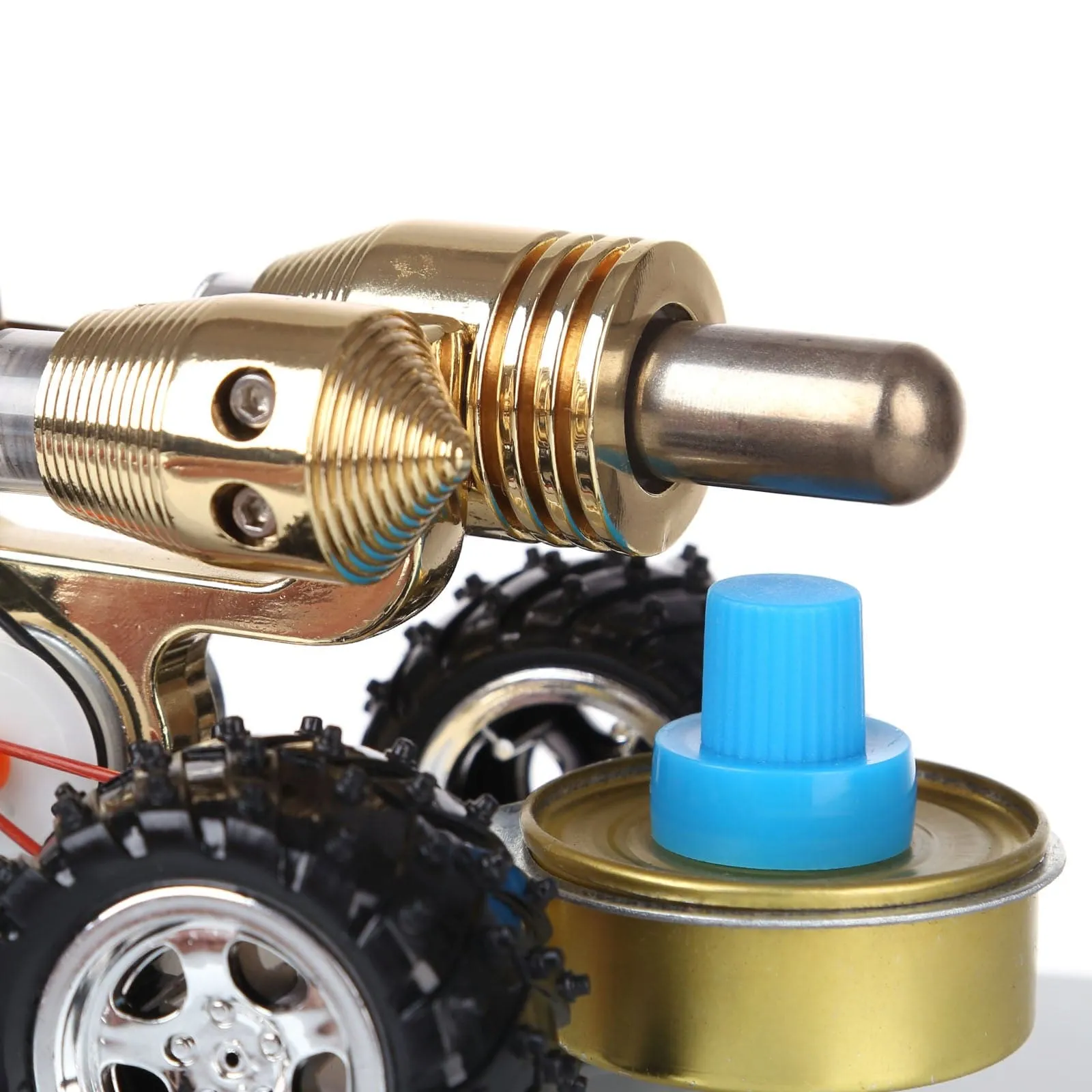 4 Wheel Stirling Engine Car Model Metal Heat Power Physics Experiment Toy for Science Enthusiasts