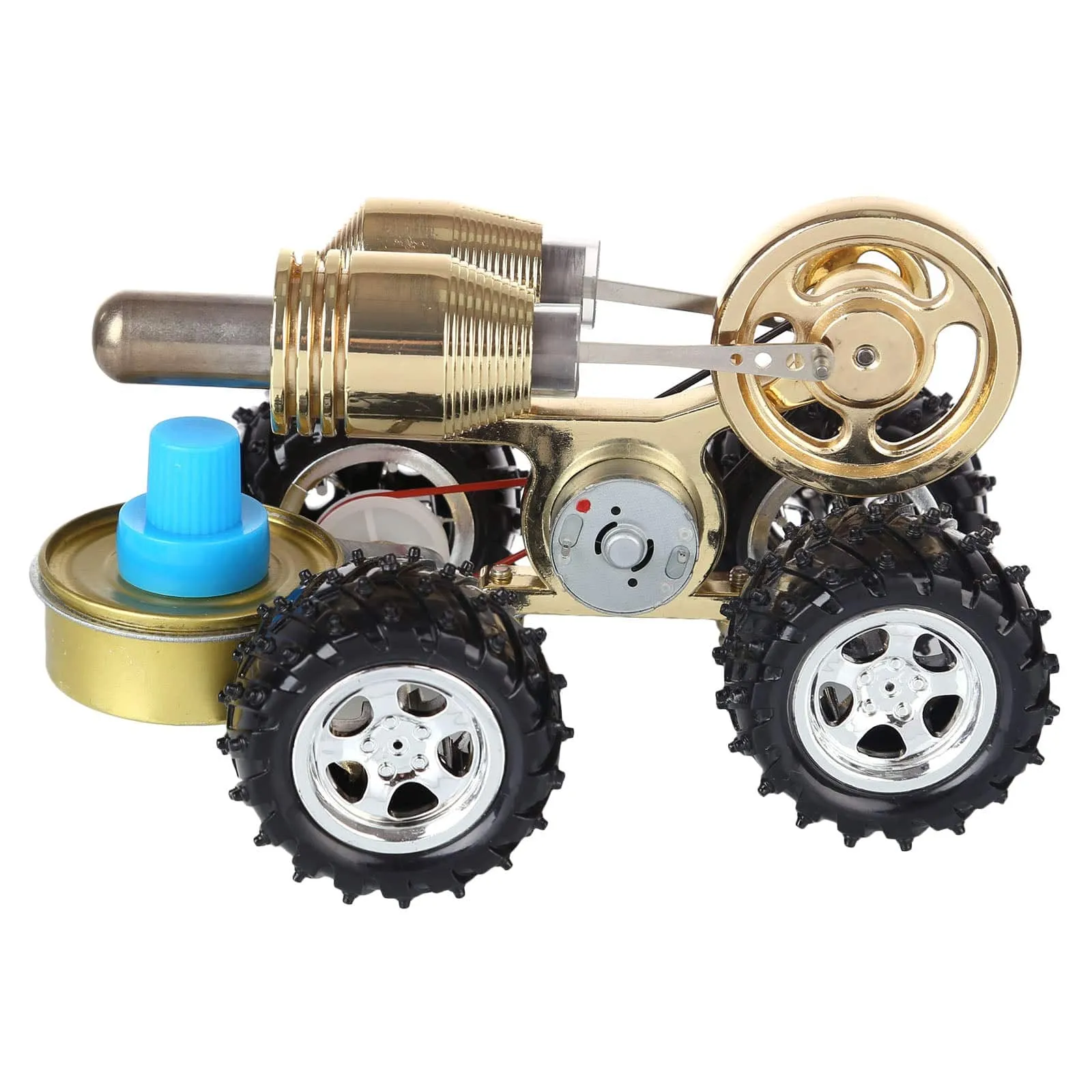 4 Wheel Stirling Engine Car Model Metal Heat Power Physics Experiment Toy for Science Enthusiasts