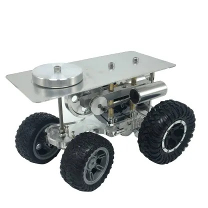 4 Wheels Stirling Engine Powered Tractor Model Car Physics Experiment Science Gift