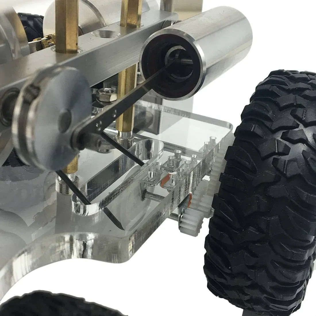 4 Wheels Stirling Engine Powered Tractor Model Car Physics Experiment Science Gift