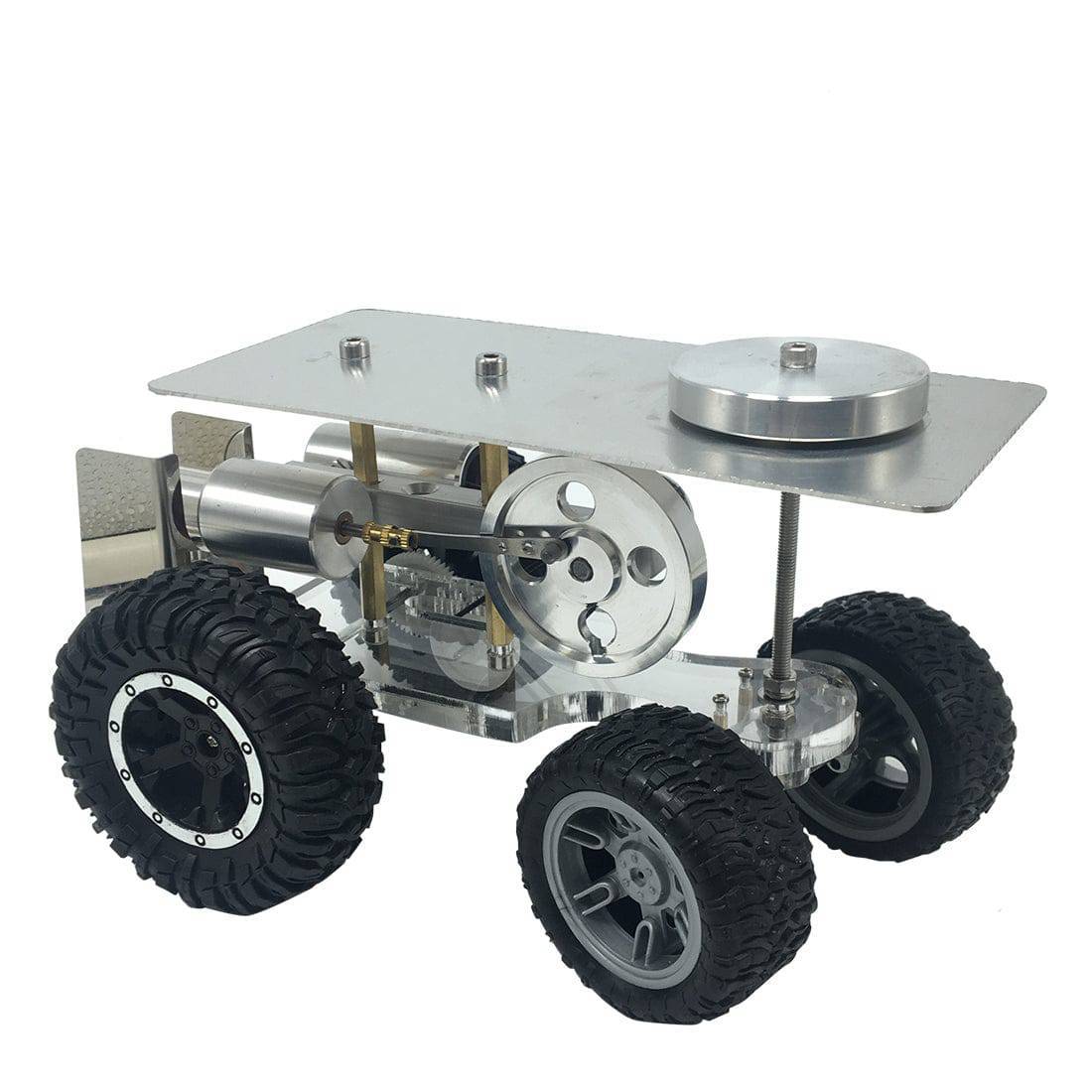 4 Wheels Stirling Engine Powered Tractor Model Car Physics Experiment Science Gift